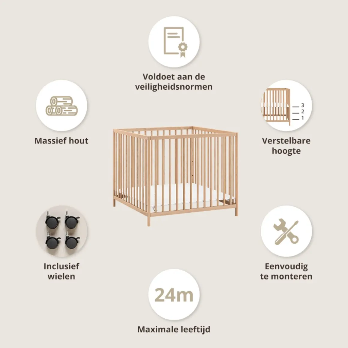 BABY BOX u00abNOISu00bb | 95 X 95 CM | NATUREL