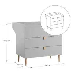 Baby commode u00abu00c9TOILEu00bb incl. bladvergroter | Grijs