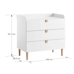 Baby commode u00abu00c9TOILEu00bb incl. bladvergroter | Wit