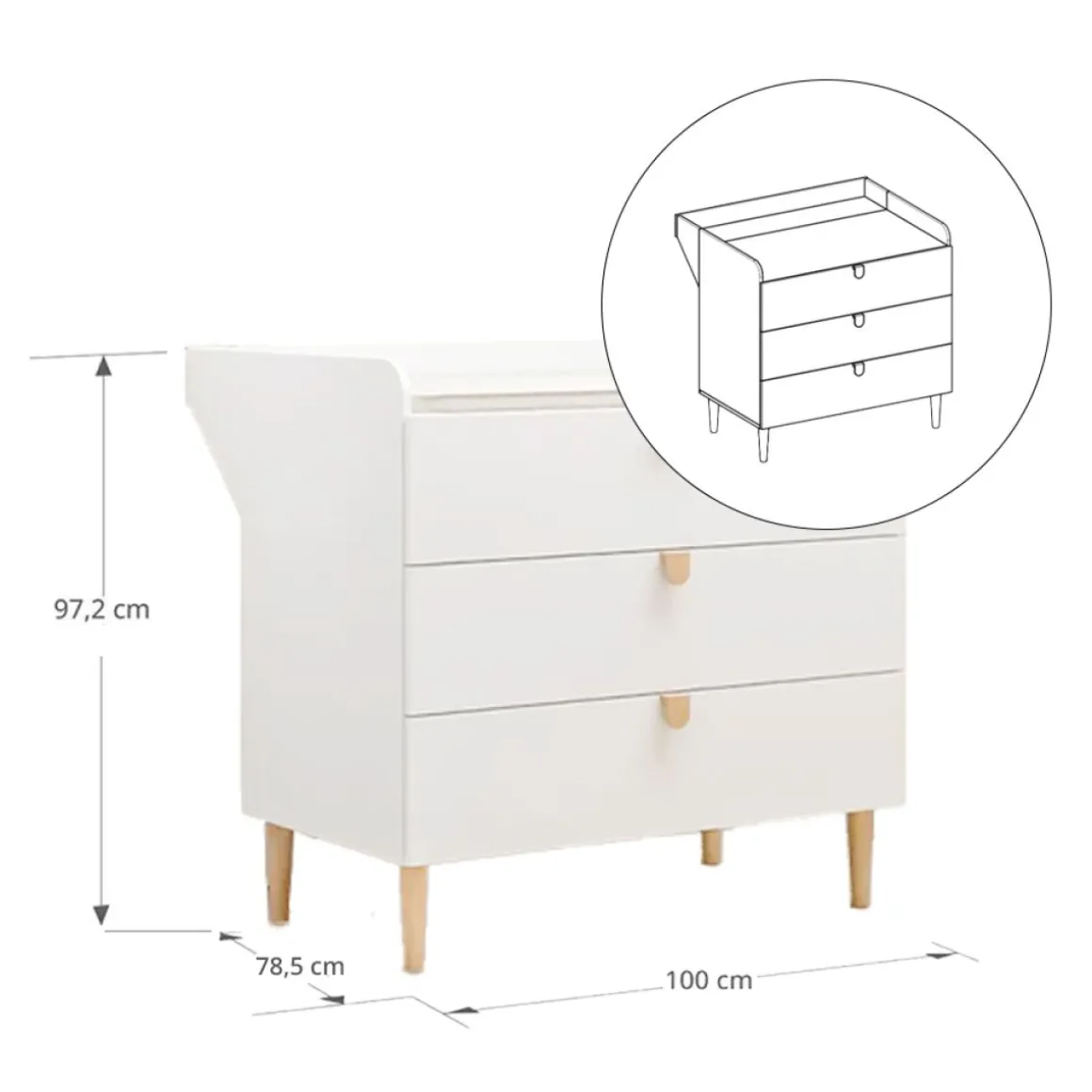 Baby commode u00abu00c9TOILEu00bb incl. bladvergroter | Wit