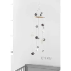 Baby mobile van natuurlijke materialen | 60 x 20 cm | Grijstinten
