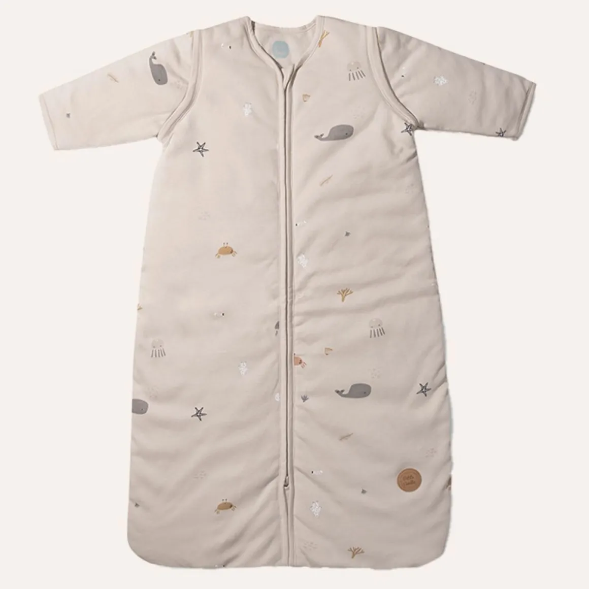 BABY SLAAPZAK MET AFRITSBARE MOUWEN u00abSEA LIFEu00bb | BEIGE | 90 CM | 6-18 MAANDEN