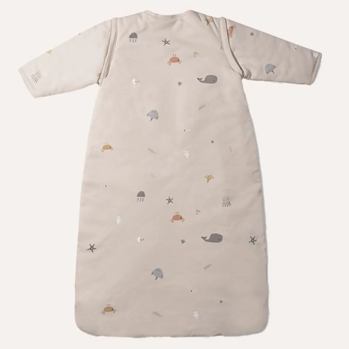 BABY SLAAPZAK MET AFRITSBARE MOUWEN u00abSEA LIFEu00bb | BEIGE | 90 CM | 6-18 MAANDEN