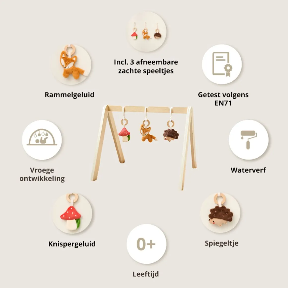 BABYGYM HOUT NATUREL u00abFORu00caTu00bb | INCL. ACCESSOIRES