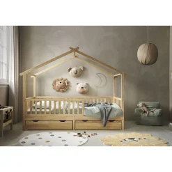 BEDHUISJE / EENPERSOONSBED u00abMAISONu00bb | 90 X 200 CM | NATUREL