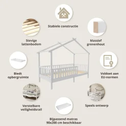 BEDHUISJE / EENPERSOONSBED u00abMAISONu00bb | 200 X 90 CM | WIT