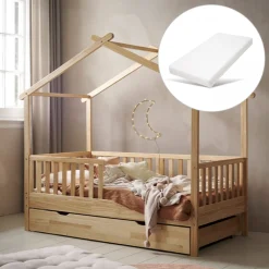 BEDHUISJE / JUNIORBED u00abMAISONu00bb | 160 X 80 CM | NATUREL