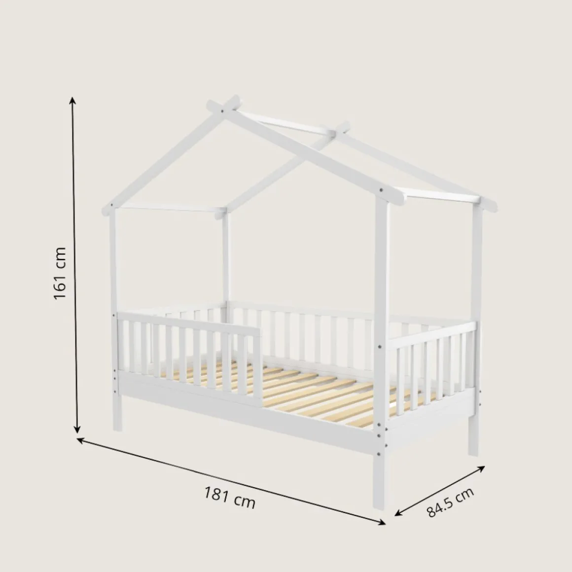 BEDHUISJE / JUNIORBED u00abMAISONu00bb | 160 X 80 CM | WIT