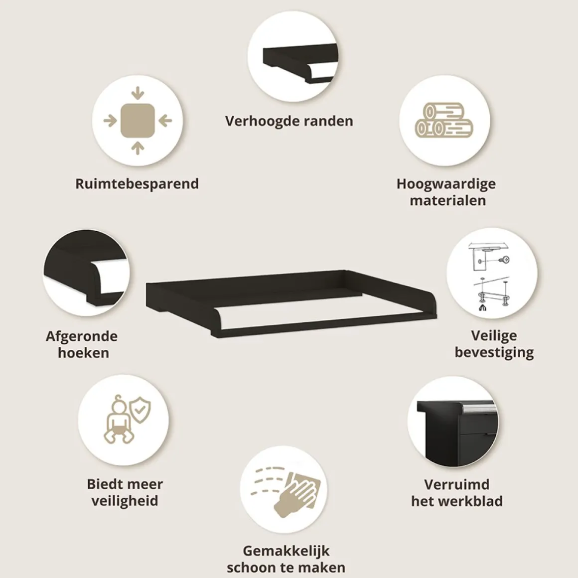 BLADVERGROTER VOOR COMMODE u00abSOIEu00bb | ZWART
