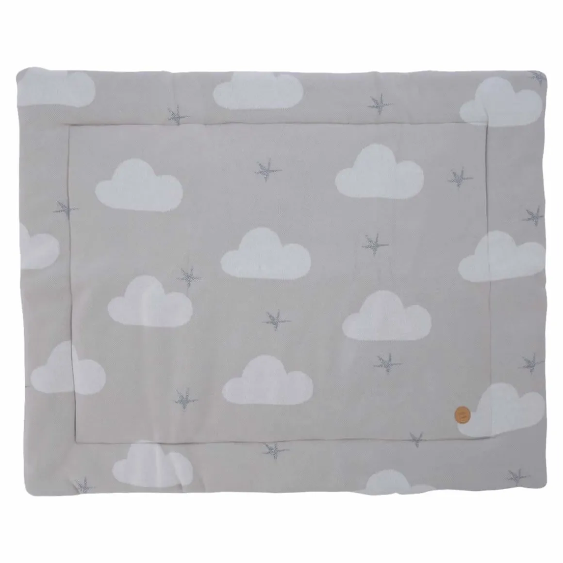 Boxkleed / speelkleed uit gebreid katoen | 100 x 80 cm | Licht grijs wolken & sterren
