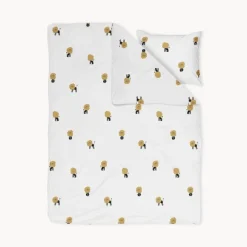Dekbedovertrek peuterbed leeuw, incl. kussenhoes u00abLeou00bb | Organisch | 120x150cm | Wit