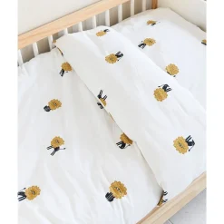 Dekbedovertrek peuterbed leeuw, incl. kussenhoes u00abLeou00bb | Organisch | 120x150cm | Wit