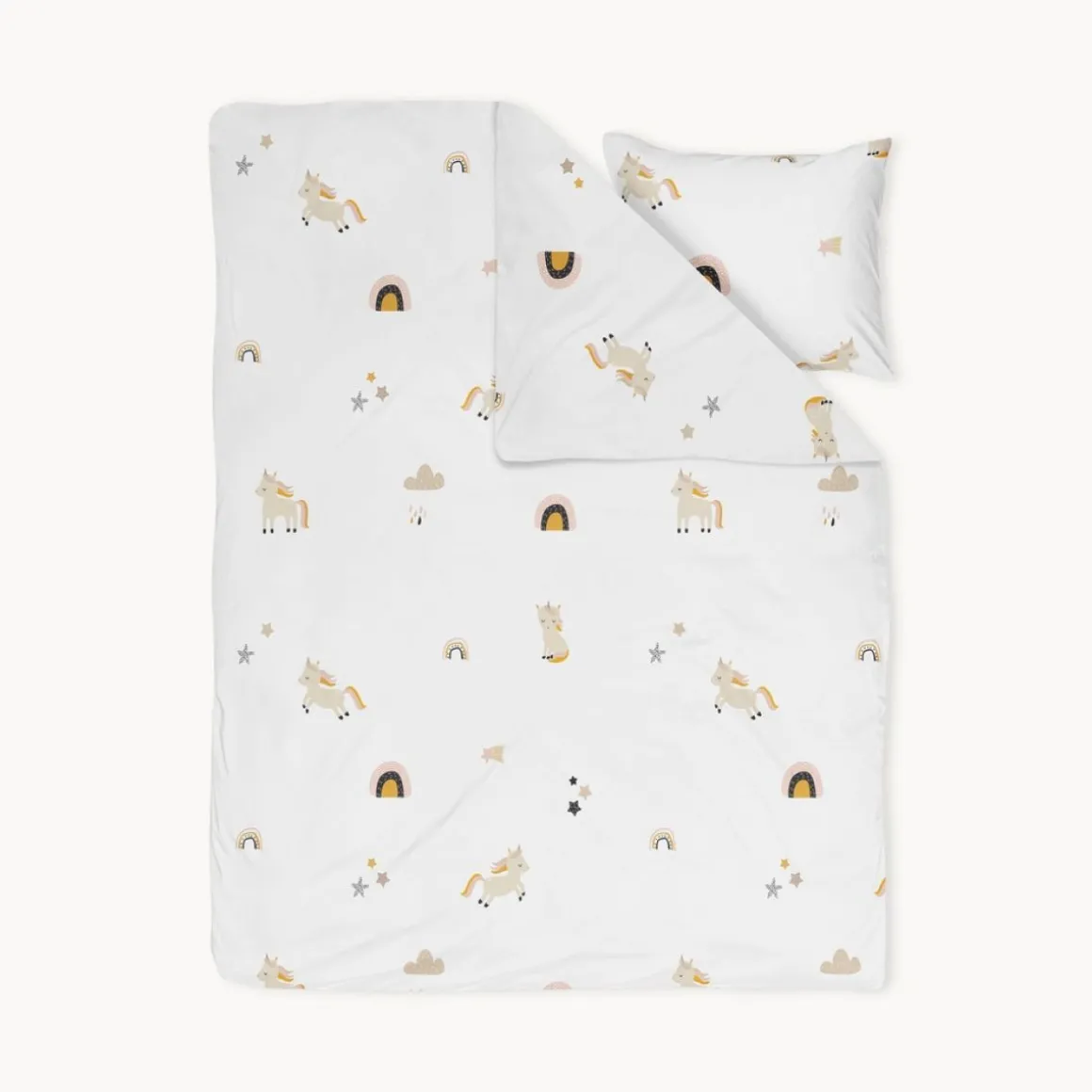 Dekbedovertrek unicorn u00abLarau00bb 120x150cm, incl. kussenhoes | GOTS | Wit
