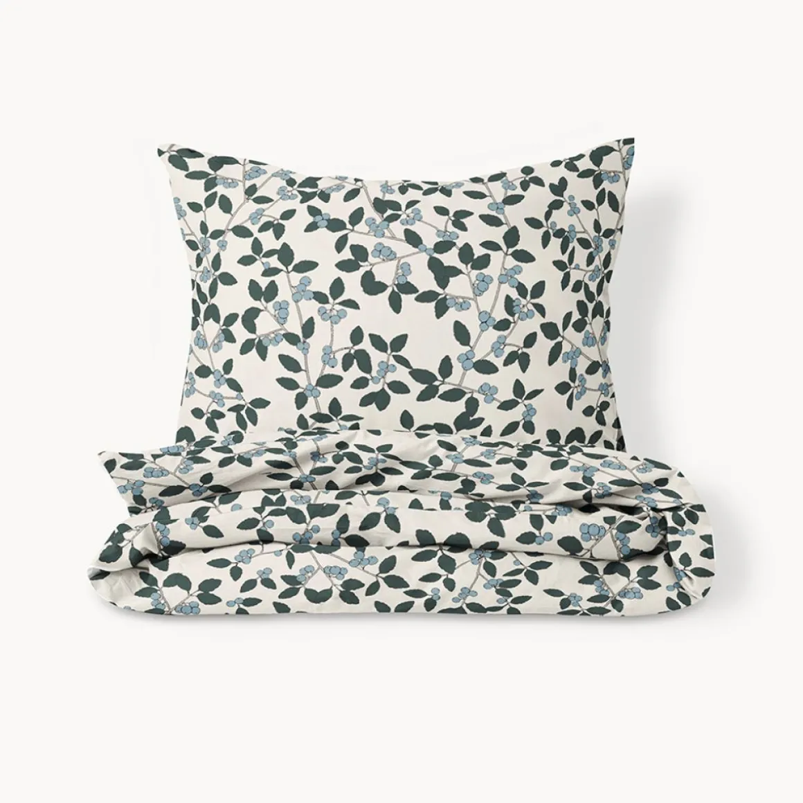DEKBEDOVERTREKSET 120 X 150 CM u00abBERRIESu00bb | BEIGE-GROEN