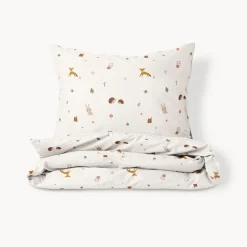 DEKBEDOVERTREKSET 120 X 150 CM u00abWOODLANDu00bb | OFF-WHITE