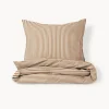 DEKBEDOVERTREKSET 120 X 150 CM u00abSTRIPEDu00bb | BEIGE EN CARAMEL