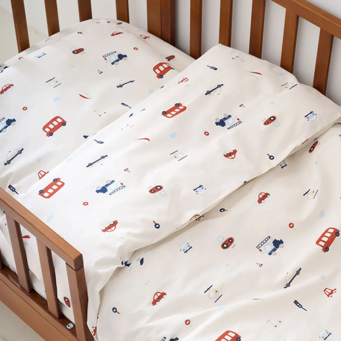 DEKBEDOVERTREKSET 120 X 150 CM u00abVEHICLESu00bb | BEIGE
