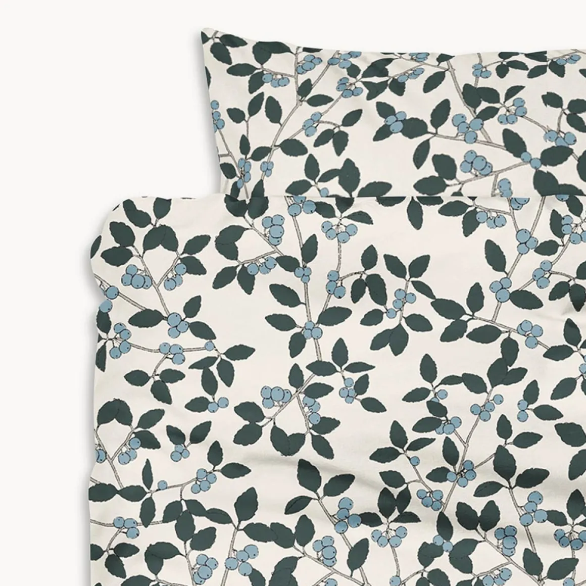 DEKBEDOVERTREKSET 120 X 150 CM u00abBERRIESu00bb | BEIGE-GROEN