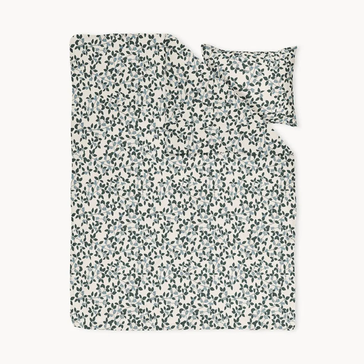 DEKBEDOVERTREKSET 120 X 150 CM u00abBERRIESu00bb | BEIGE-GROEN