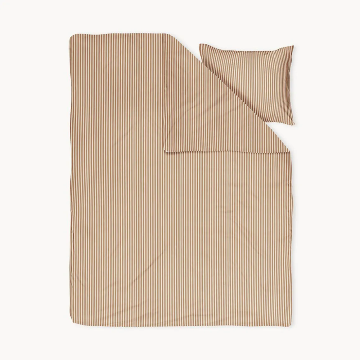 DEKBEDOVERTREKSET 120 X 150 CM u00abSTRIPEDu00bb | BEIGE EN CARAMEL