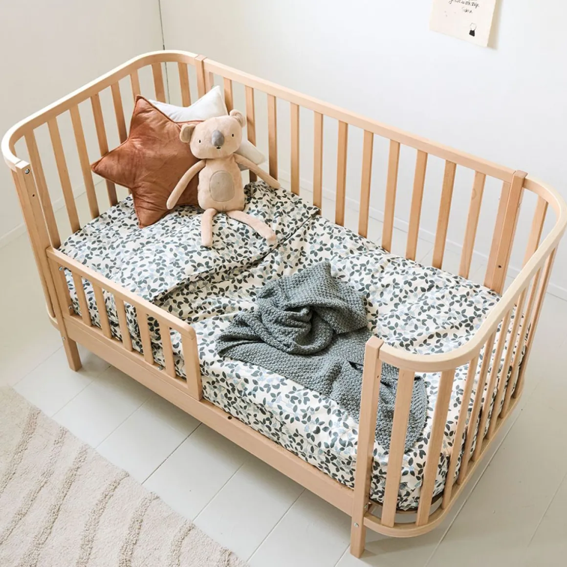 DEKBEDOVERTREKSET 120 X 150 CM u00abBERRIESu00bb | BEIGE-GROEN