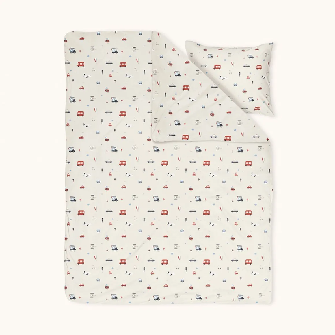 DEKBEDOVERTREKSET 120 X 150 CM u00abVEHICLESu00bb | BEIGE