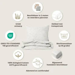 DEKBEDOVERTREKSET 140 X 200 CM u00abSTARSu00bb | OFF-WHITE MET STERREN