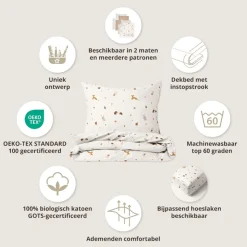 DEKBEDOVERTREKSET 120 X 150 CM u00abWOODLANDu00bb | OFF-WHITE