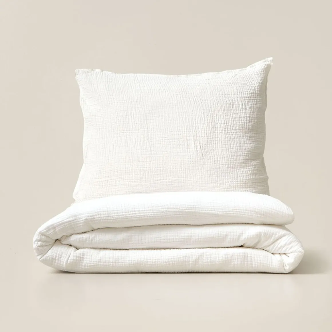 Dekbedovertrekset mousseline katoen incl. kussenhoes | 120x150cm | WIT