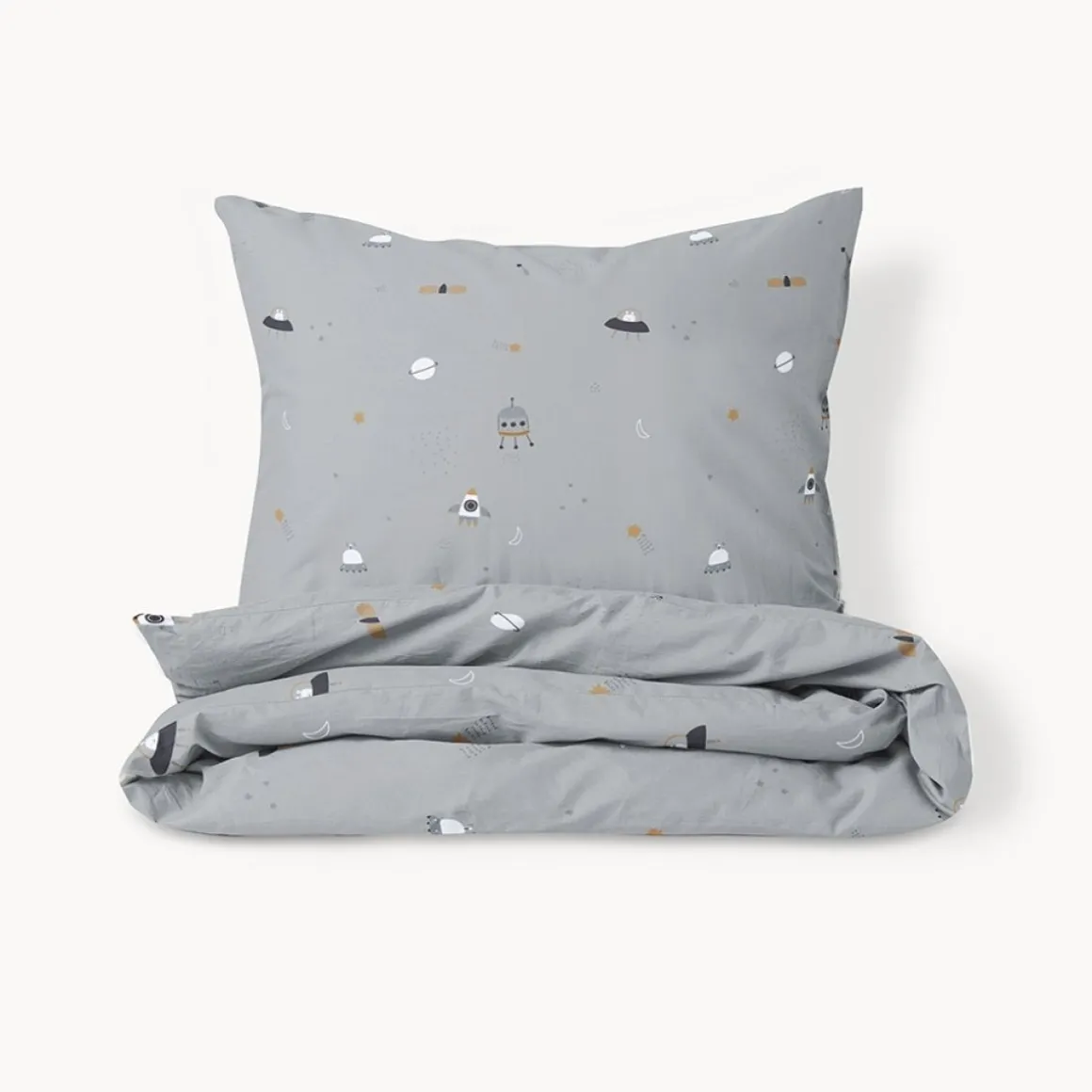 DEKBEDOVERTREKSET 120x150 cm u00abSPACEu00bb | BLAUW/GRIJS