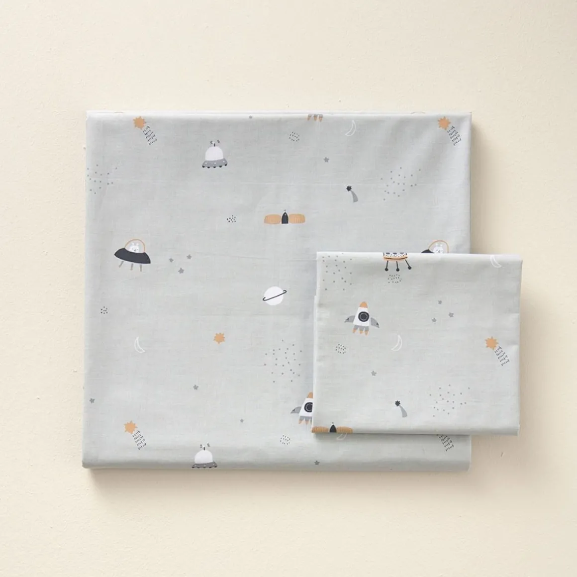 DEKBEDOVERTREKSET 120x150 cm u00abSPACEu00bb | BLAUW/GRIJS