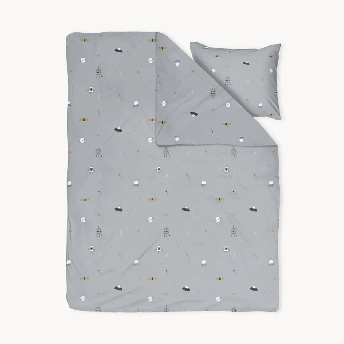 DEKBEDOVERTREKSET 120x150 cm u00abSPACEu00bb | BLAUW/GRIJS
