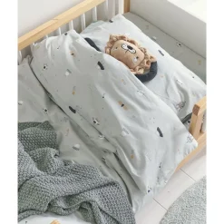 DEKBEDOVERTREKSET 120x150 cm u00abSPACEu00bb | BLAUW/GRIJS