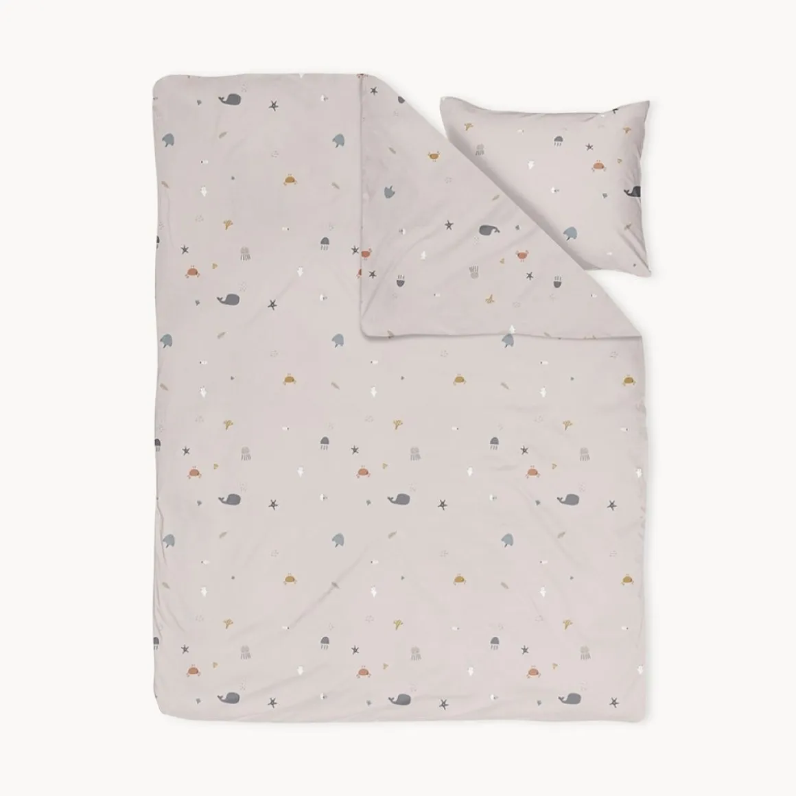 DEKBEDOVERTREKSET 140x200 u00abSEA LIFEu00bb | BEIGE-ZAND