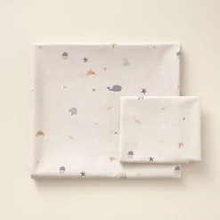 DEKBEDOVERTREKSET 140x200 u00abSEA LIFEu00bb | BEIGE-ZAND