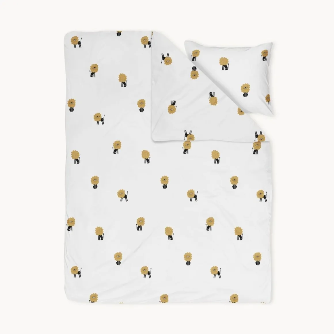 Eenpersoons dekbedovertrek incl kussenhoes u00abLeo de Leeuw u00bb (GOTS) 140x200cm | Wit