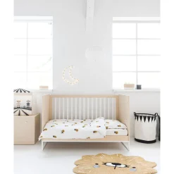 Eenpersoons dekbedovertrek incl kussenhoes u00abLeo de Leeuw u00bb (GOTS) 140x200cm | Wit