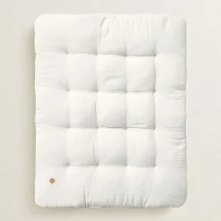 Gevoerd speelmat baby 110x85cm | Biscuit | organic cotton | Wit