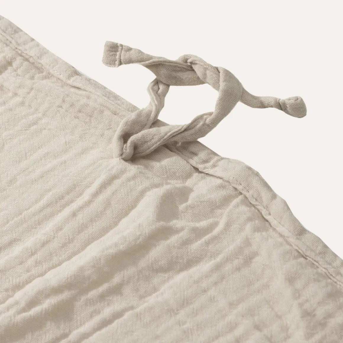 GORDIJN VOOR BEDHUISJE u00abMAISONu00bb | 80 X 160 CM | MOUSSELINE KATOEN | BEIGE