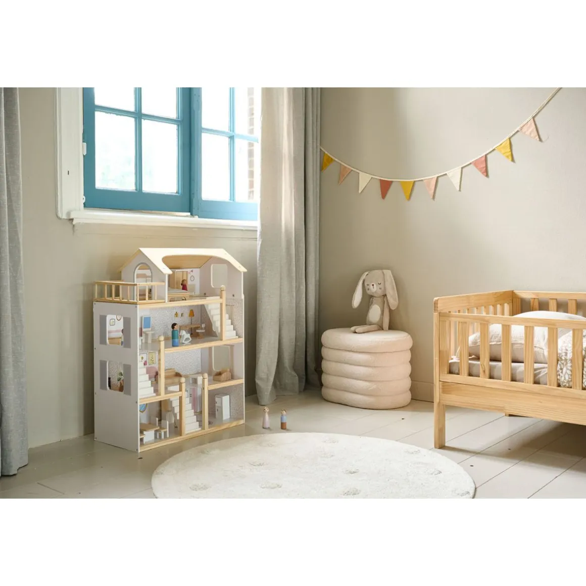 GROOT HOUTEN POPPENHUIS u00abBLANCHEu00bb | INCL. 19-DELIGE MEUBELSET | 80 cm | WIT