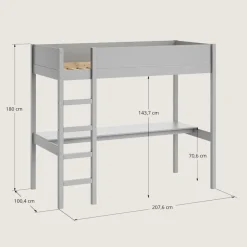 HOOGSLAPER MET BUREAU 200X90 u00abSOMMET IIu00bb | GRIJS