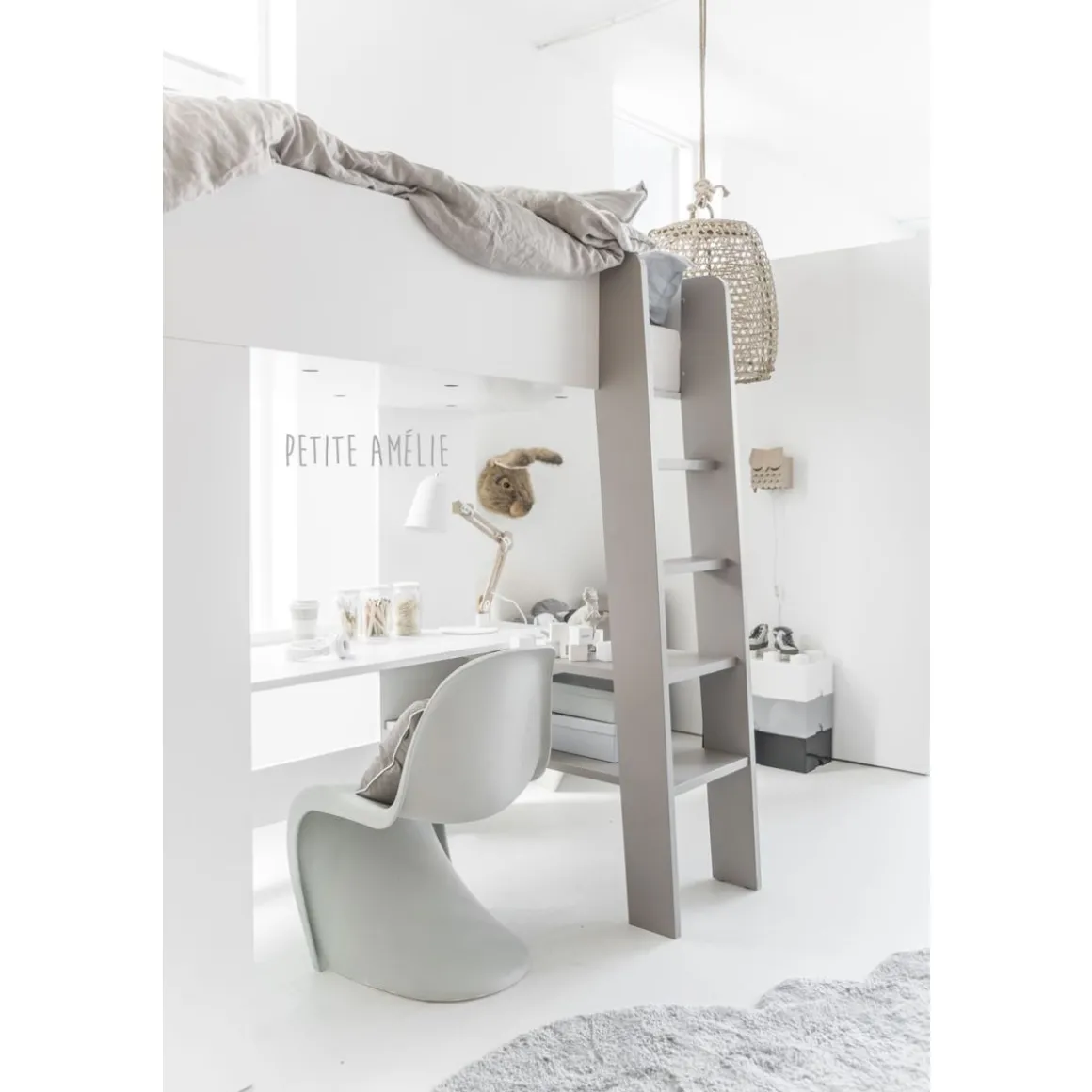 Hoogslaper u00abOmbreu00bb 200x90 | Kinder bed, bureau & kast in u00e9u00e9n