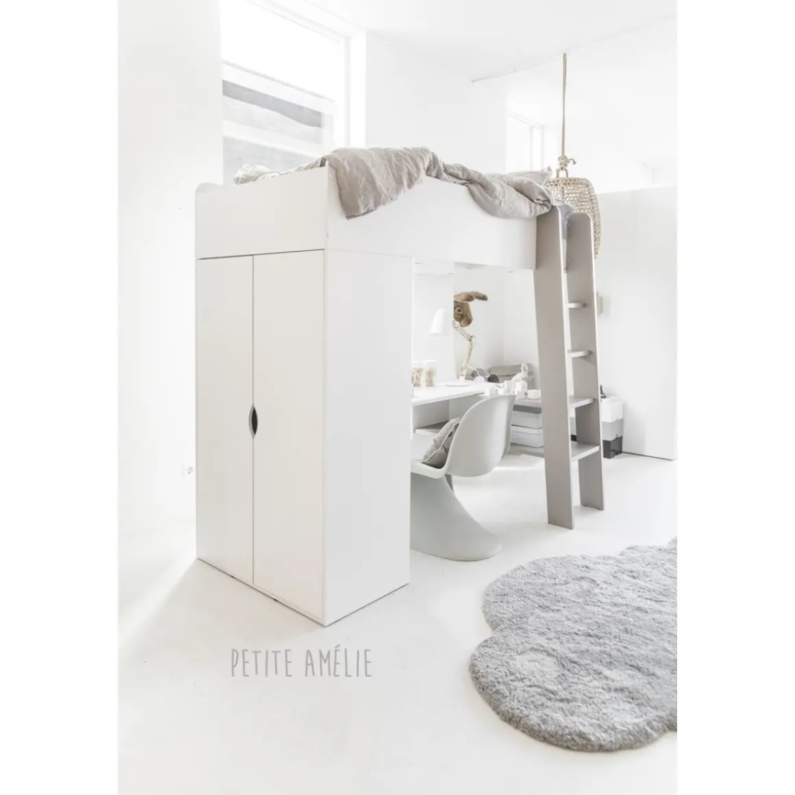 Hoogslaper u00abOmbreu00bb 200x90 | Kinder bed, bureau & kast in u00e9u00e9n