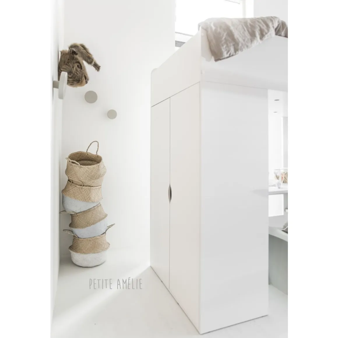 Hoogslaper u00abOmbreu00bb 200x90 | Kinder bed, bureau & kast in u00e9u00e9n