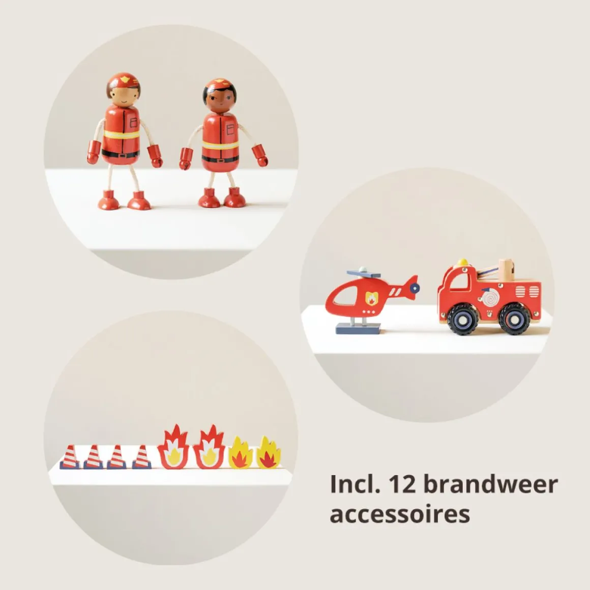 HOUTEN BRANDWEERKAZERNE u00abPOMPIERu00bb | I INCL. 19 ACCESSOIRES | 70 cm | ROOD