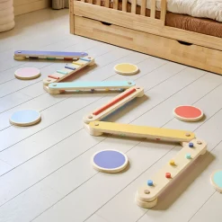 HOUTEN EVENWICHTSBALK EN BALANCEERSTENEN u00abNUANCEu00bb | MEERKLEURIG