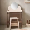 HOUTEN KAPTAFEL MET SPIEGEL EN STOEL | u00abBELLEu00bb | ROZE