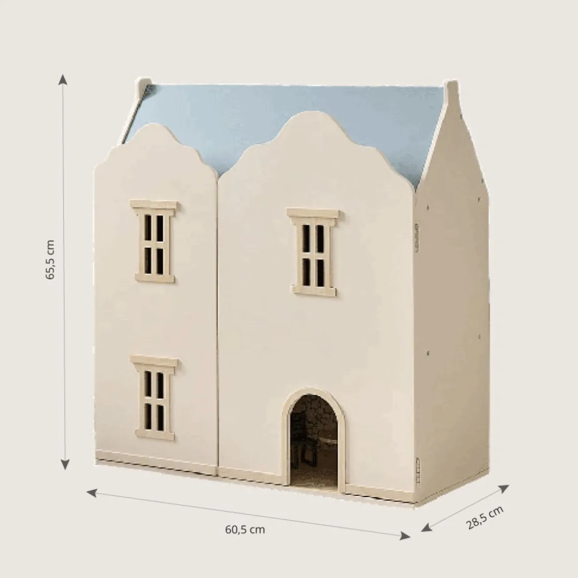 HOUTEN POPPENHUIS u00abANNIEu00bb | BEIGE EN BLAUW