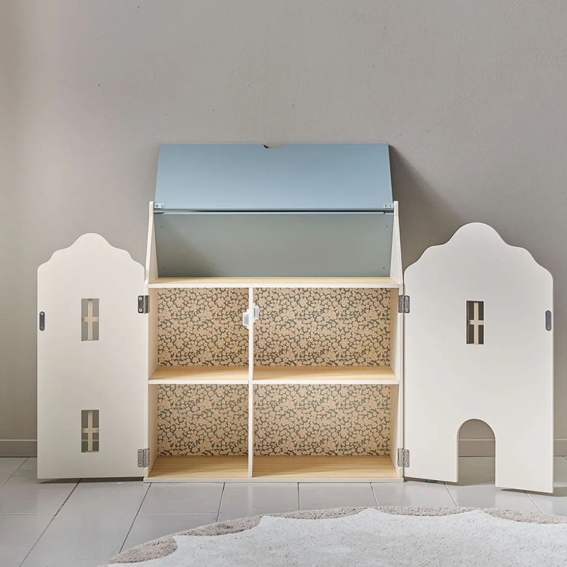 HOUTEN POPPENHUIS u00abANNIEu00bb | BEIGE EN BLAUW
