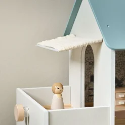 HOUTEN POPPENHUIS u00abCAMPAGNEu00bb | INCL. 14-DELIGE MEUBELSET | 81 CM | WIT & PASTELBLAUW